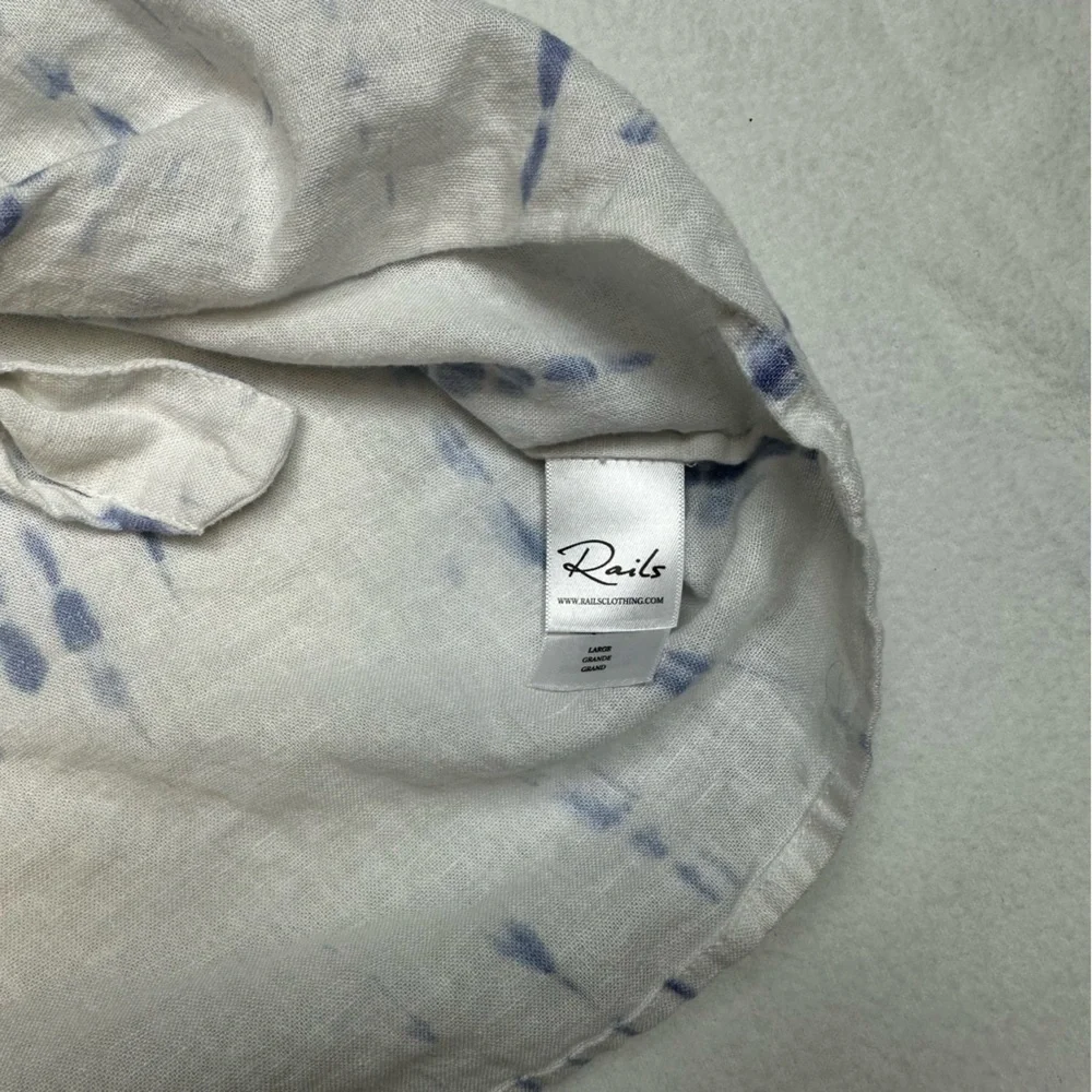 Rails Thea Tie-Hem Linen Blouse Linen Blend Size Large - Picture 7 of 11